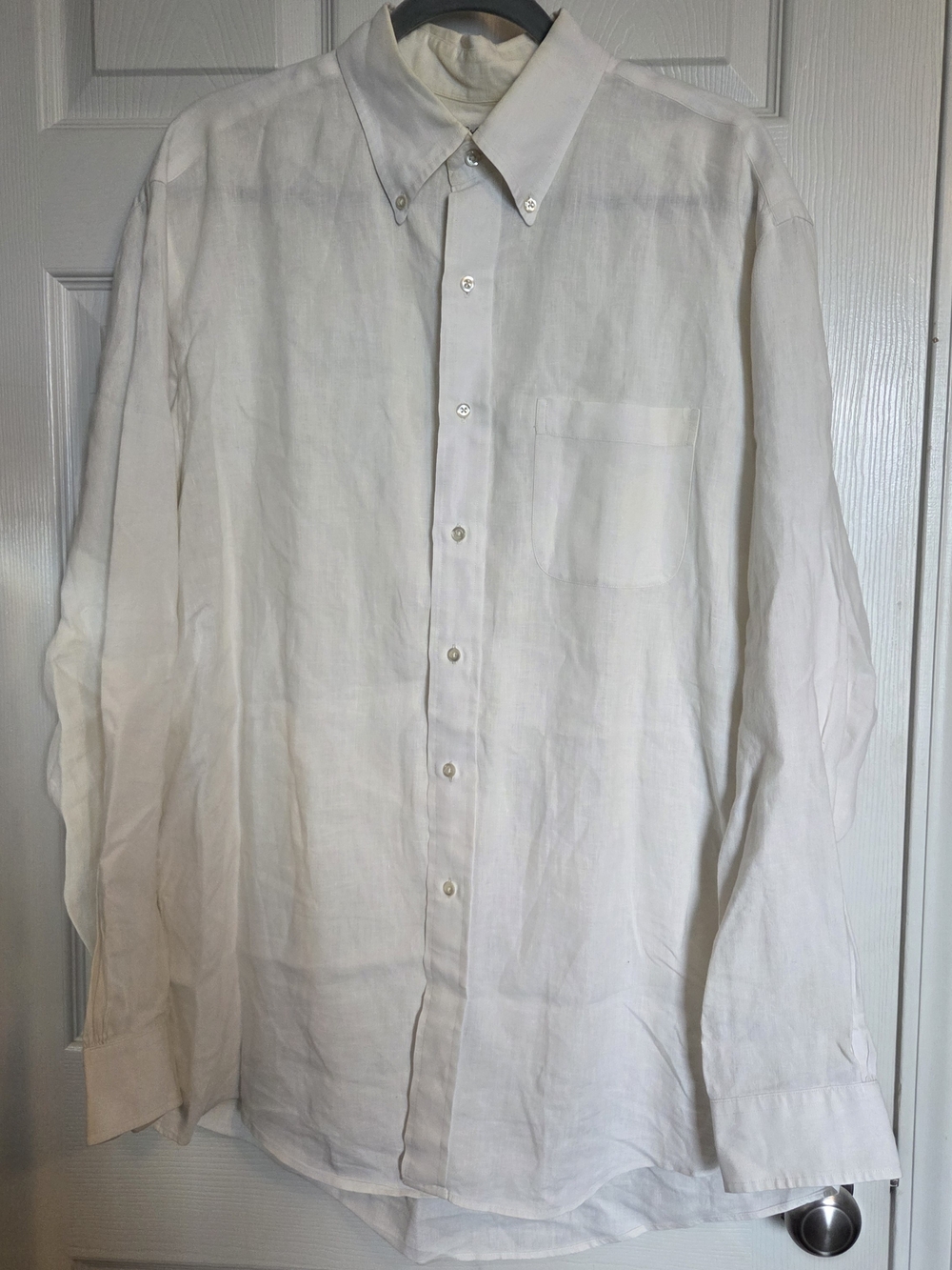 Brooks Brothers White Linen Button-Down Collar Dress Shirt